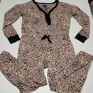 Leopard Print Pajama Onesie With Pockets SZ M NWT